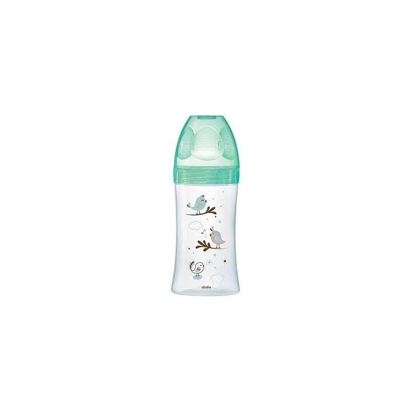 DODIE BIB INI+ VERRE 270ML VERT OISEAUX 0-6 M TET RONDE 3 VIT D2