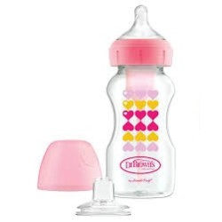 DR BROWNS Biberon 270ml Cole  large Pink hearts (sippy+tétine L3)