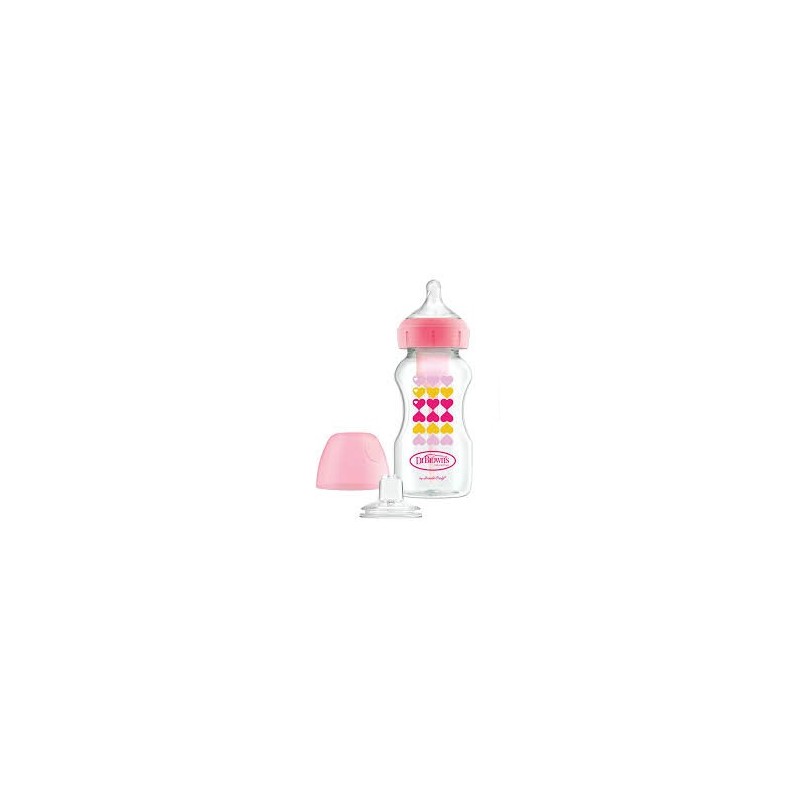 DR BROWNS Biberon 270ml Cole  large Pink hearts (sippy+tétine L3)