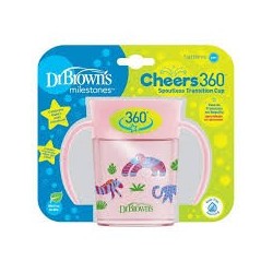 DR BROWNS Gobelet Cheers360 avec poignées 200 ml rose 6+