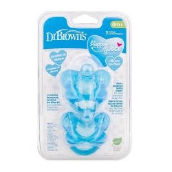 DR BROWNS HappyPaci une-Piece Silicone sucette - 0m+, Bleu, 2-Pack