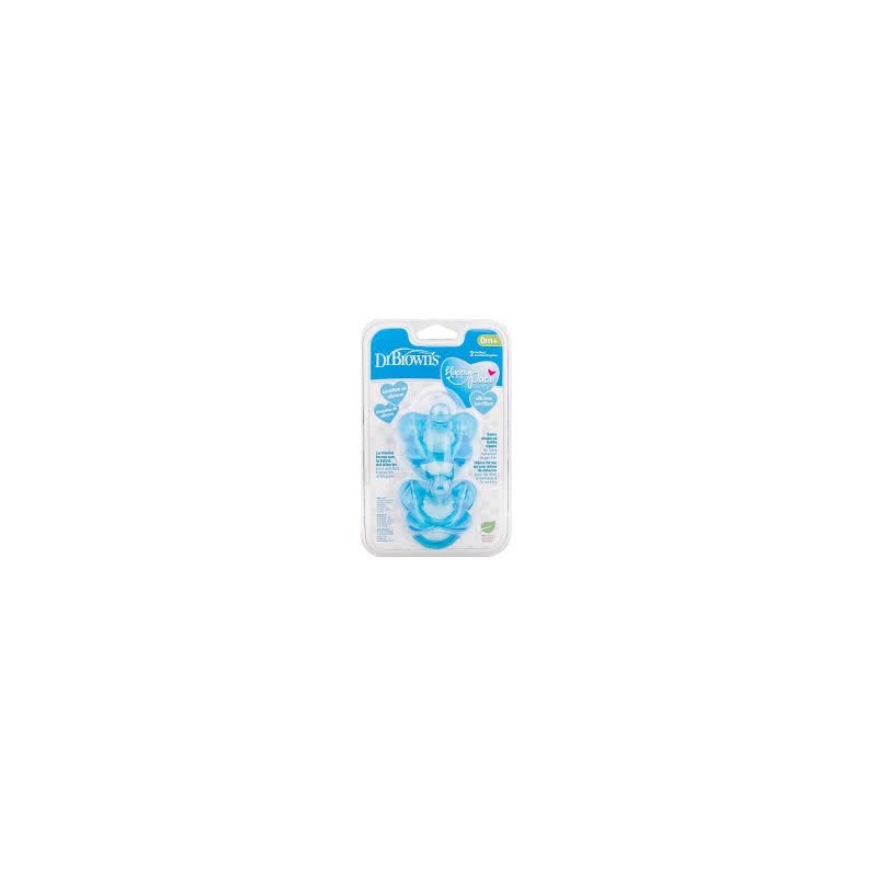 DR BROWNS HappyPaci une-Piece Silicone sucette - 0m+, Bleu, 2-Pack