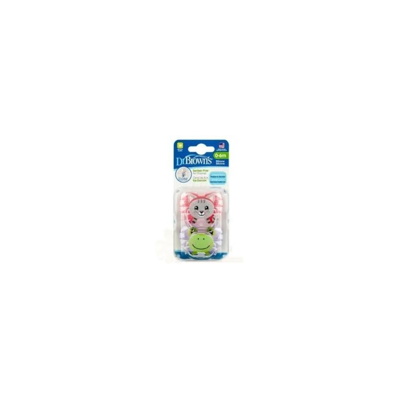 DR BROWNS PreVent PRINTED SHIELD sucette - Stage 2, fille Animal Faces, 2-Pack