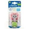DR BROWNS PreVent PRINTED SHIELD sucette - Stage 2, fille Animal Faces, 2-Pack