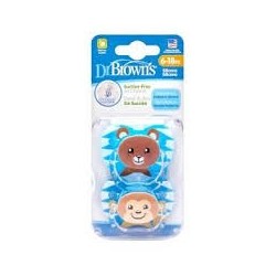 DR BROWNS PreVent PRINTED SHIELD sucette - Stage 2, garçon Animal Faces, 2-Pack