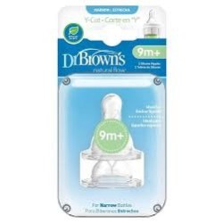 DR BROWNS Tétines Cole étroit L4 liquides épais (9mois+) pack de 2