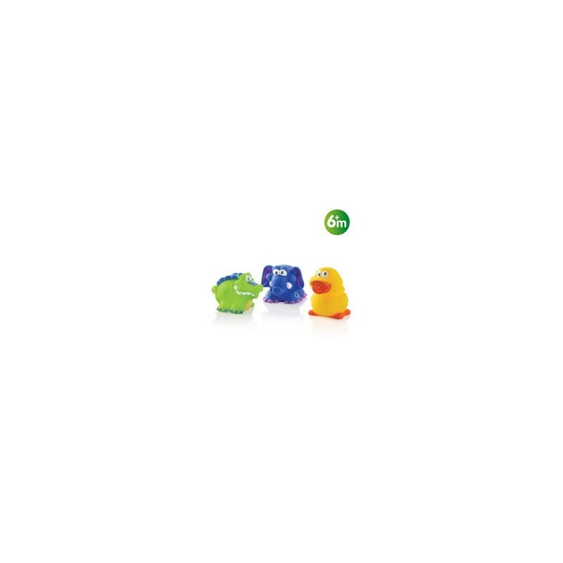 NUBY  JOUETS DE BAIN 25-ID6022 (CROCODILE, CANARD, ÉLÉPHA25-ID) +4 MOIS