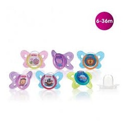NUBY 2 Pièces Sucettes en Silicone ovale phosphorescente avec papillon 6-36 mois