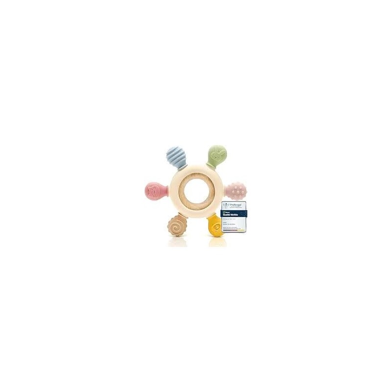 NUBY ANNEAU DE DENTITION 25-NV06010 ANIMAL BOIS & SILICONE -CRABE HIPOPOTAME +3MOIS