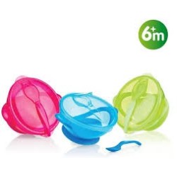 NUBY ASSIETTE25-ID5419 PROFONDE PP 400ML AVEC VENTOUSE, CUILLIÈRE ET COUVERCLE +6 MOIS
