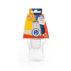 NUBY BIBERON 20-ID67028 COL LARGE BLANC EN PP AVEC TÉTINE ANTI-COLIQUE ET DOSEUR DE LAIT EN POUDRE 240ML + 3MOIS