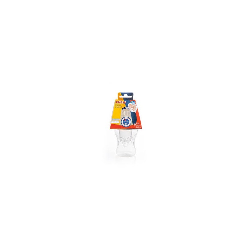 NUBY BIBERON 20-ID67028 COL LARGE BLANC EN PP AVEC TÉTINE ANTI-COLIQUE ET DOSEUR DE LAIT EN POUDRE 240ML + 3MOIS