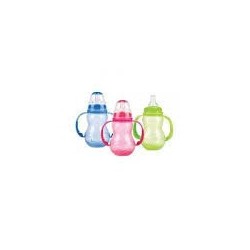 NUBY BIBERON 25-ID1098 DAPPRENTISSAGE COL STANDARD ANTI-GOUTTE À ANCES EN PP AVEC TÉTINE ANTI-COLIQUE 320ML +0 MOIS