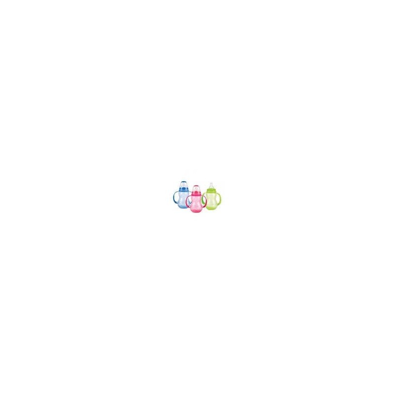 NUBY BIBERON 25-ID1098 DAPPRENTISSAGE COL STANDARD ANTI-GOUTTE À ANCES EN PP AVEC TÉTINE ANTI-COLIQUE 320ML +0 MOIS