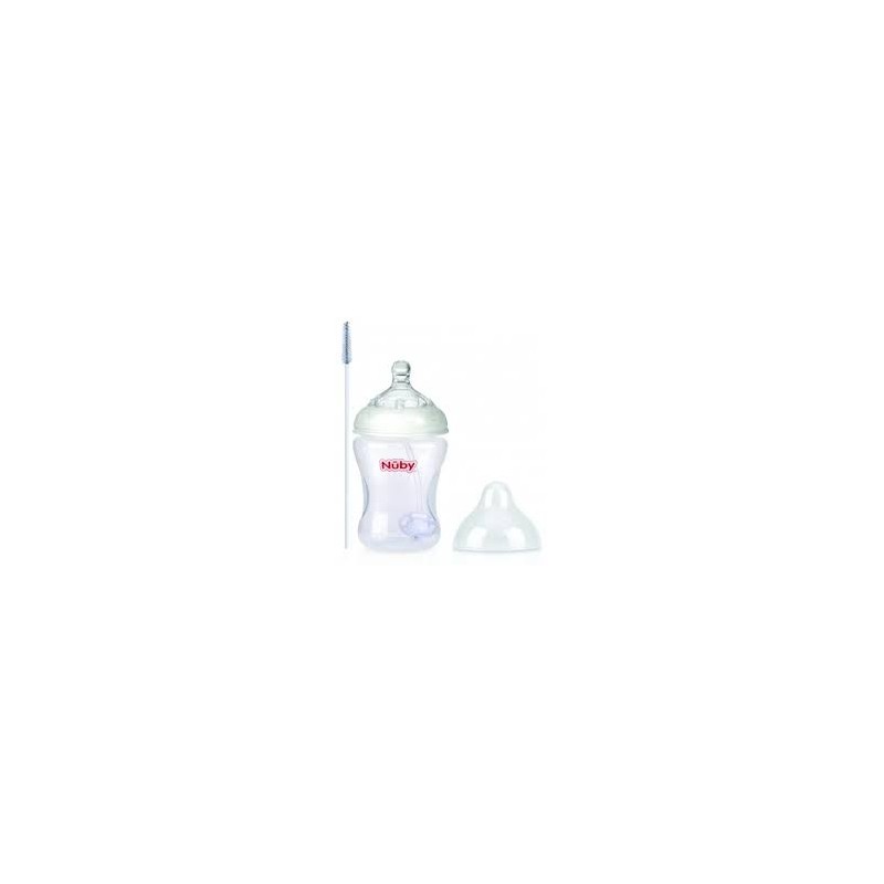 NUBY BIBERON 25-ID1143 ANTI-REFLUX ET ANTI-COLIQUE COL LARGE AVEC HOQUET À PAILLE 360° 240ML - 0M+