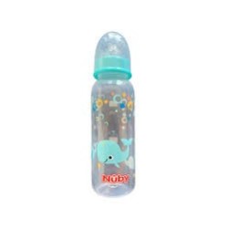 NUBY BIBERON 25-NV03004 CLASSIQUE IMPRIMÉ COL STANDARD EN PP AVEC TÉTINE ANTICOLIQUE 240ML +0 MOIS