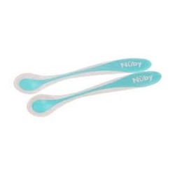 NUBY CUILLERES 25-ID5235 THERMOSENSIBLES PATENTEESA BORD DOUX +3MOIS BLUE
