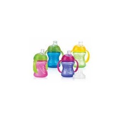 NUBY GOBELET 25-NV0404003 ANTI-GOUTTE SWIRL EN PP À ANSES AVEC BEC EN SILICONE SOUPLE ET COUVERLE 240ML +6MOIS