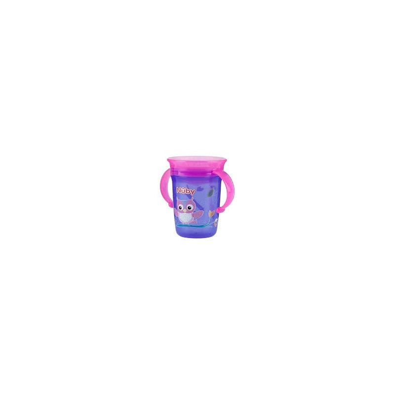 NUBY GOBELET 25-NV0414001 ANTI-GOUTTE MAGIC 360° IMPRIMÉ EN PP À ANSES ET COUVERLE 240ML +6MOIS