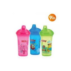 NUBY GOBELET ANTI-GOUTTE IMPRIMÉ EN PP À BEC RIGIDE ET COUVERLE 270ML +9MOIS (20-ID10018).