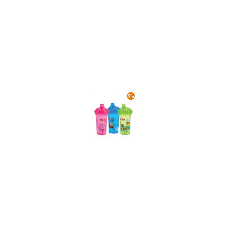 NUBY GOBELET ANTI-GOUTTE IMPRIMÉ EN PP À BEC RIGIDE ET COUVERLE 270ML +9MOIS (20-ID10018).