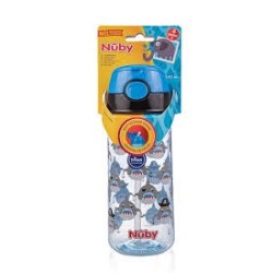 NUBY Goblet 25-NV0414023 paille souple et bouton push en Tritan 540ml +4 ans