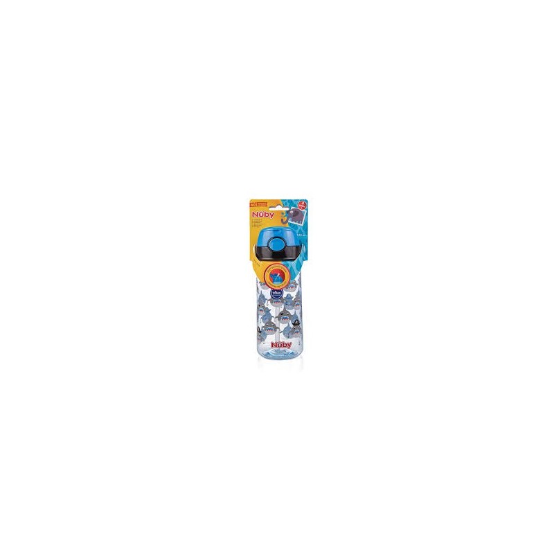 NUBY Goblet 25-NV0414023 paille souple et bouton push en Tritan 540ml +4 ans