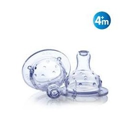 NUBY TÉTINES 25-ID00923 SILICONE POUR BIBERONS APPRENTISSAGE À COL LARGE ANTI-COLIQUE POUR LIQUIDE ÉPAIS +4 MOIS