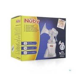 NUBY TIRE LAIT MANUEL +1BIB 150ML + 1 BIB 240ML +1 COUVERCLE + 2 COUSSINETS