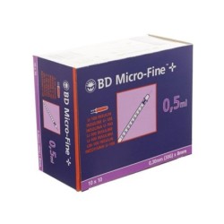 BD SERINGUE À INSULINE 0,5 ML/AIGUILLE 31 G/6MM BOÎTE DE 100