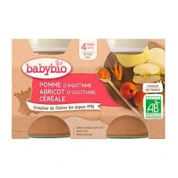 BABYBIO PETIT POT POMME ABRICOT CEREALES 2*130G