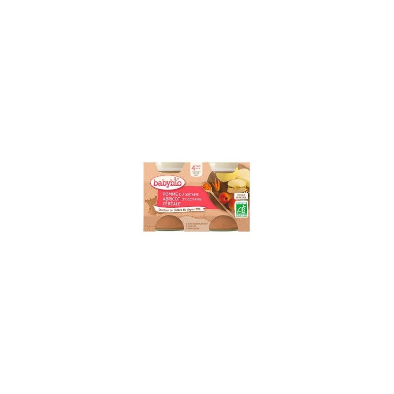 BABYBIO PETIT POT POMME ABRICOT CEREALES 2*130G