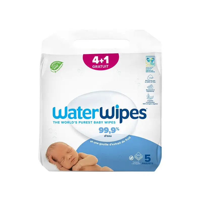 LINGETTES POUR BEBE WATERWIPES 5X60 PK