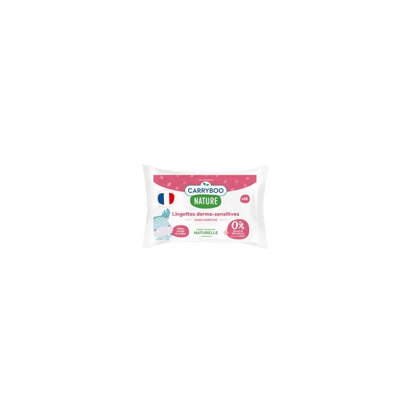 CARRYBOO LINGETTES DERMO SENSITIVES SS PARFUM 100% COMPOSTAB