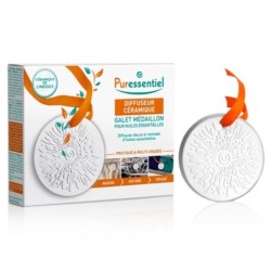 PURESSENTIEL DIFFUSEUR HUILE ESSENTIELLE CERAMIQUE GALET MEDAILLON