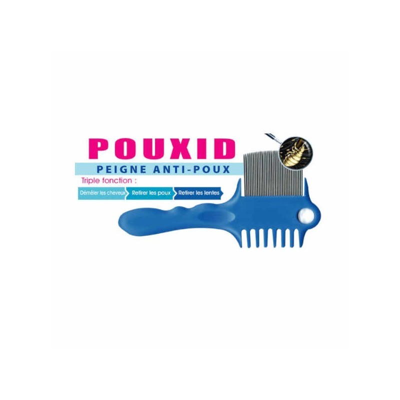 POUXID PEIGNE ANTI POUX TRIPLE FONCTION BLEU