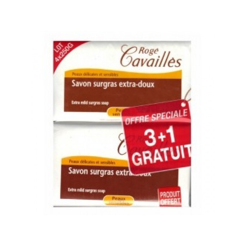 ROGE CAVAILLES SAVON SURGRAS LAIT ET MIEL 3X250GR +1