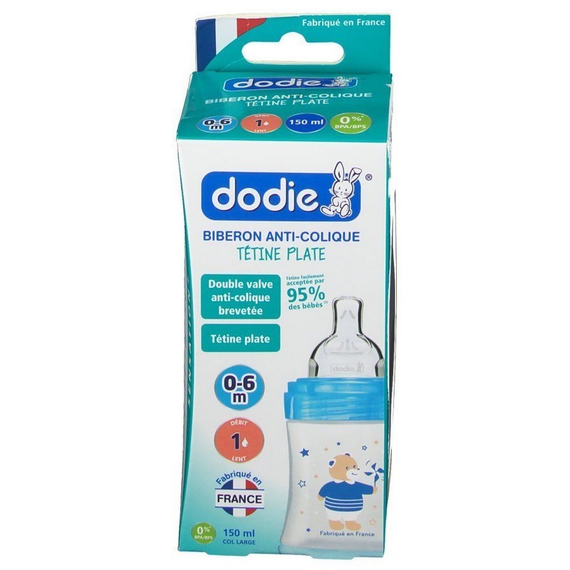 DODIE BIB SENS+ 150ML BLEU OURSON 0-6 M TÉT PLATE D1