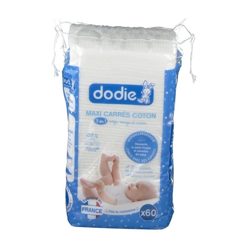 DODIE MAXI CARRÉS COTON 3EN1 SIEGE VISAGE MAINS 100% COTON X