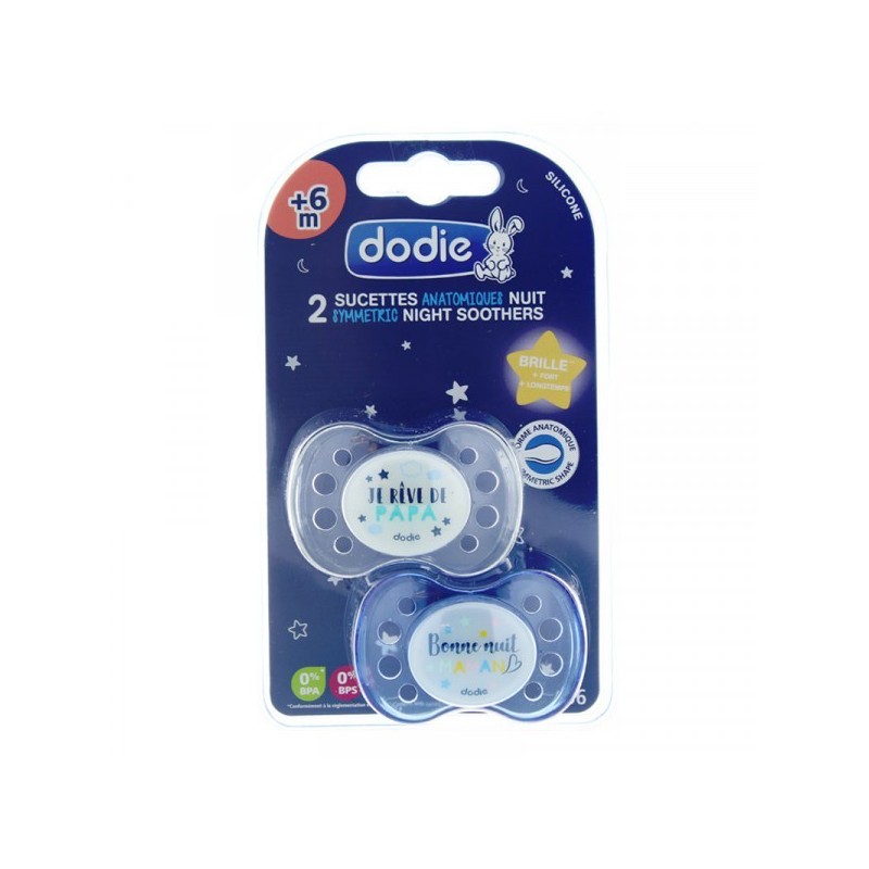 DODIE 2 SUCETTES ANATOMIQUES NUIT 6M+ A36
