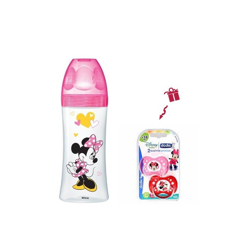 DODIE BIB INS+ 330ML MINNIE FUSHIA +6 M TET ROND 3 VIT D3