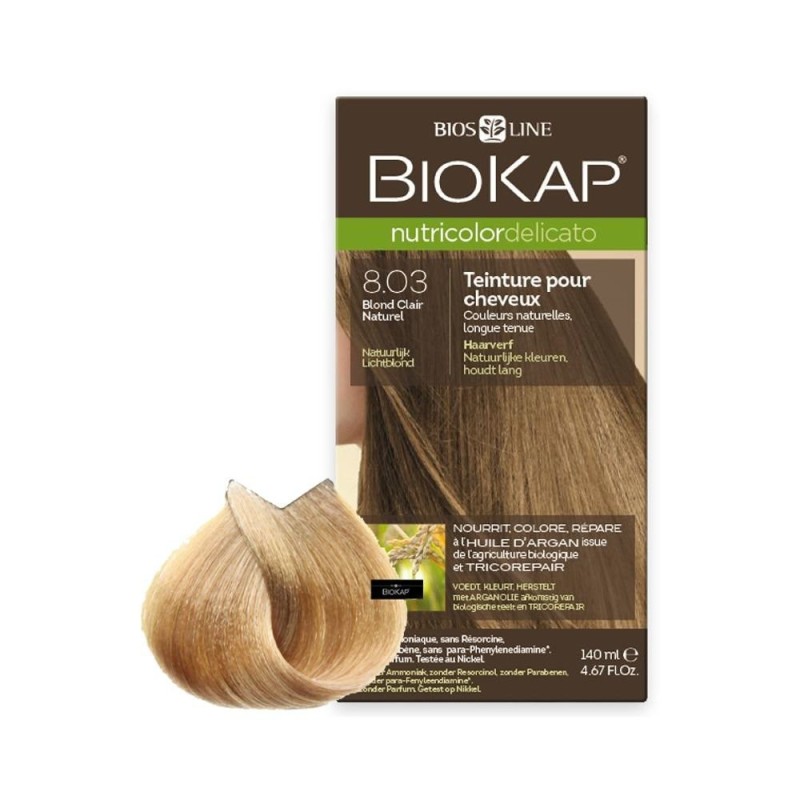 BIOKAP NUTRICOLOR DELICATO RAPID 8.03 BLOND CLAIR NATUREL 140ML