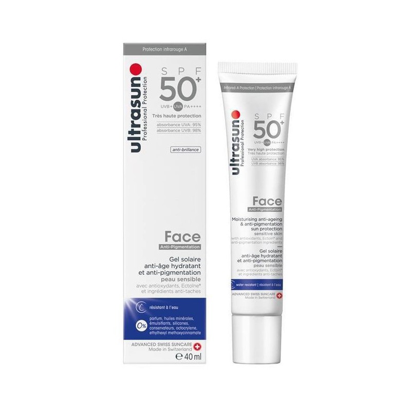 ULTRASUN FACE ANTI PIGMENT GEL SOLAIRE ANTI AGE SPF50+ 40ML