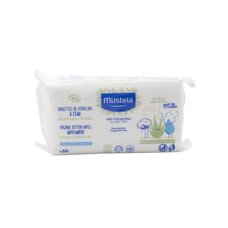 MUSTELA LINGETTES COTON BIO A L'EAU *60