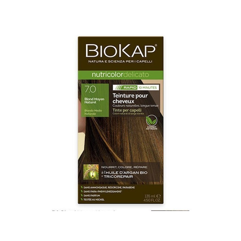 BIOKAP NUTRICOLOR DELICATO RAPID 7.0 BLOND MOYEN 135 ML