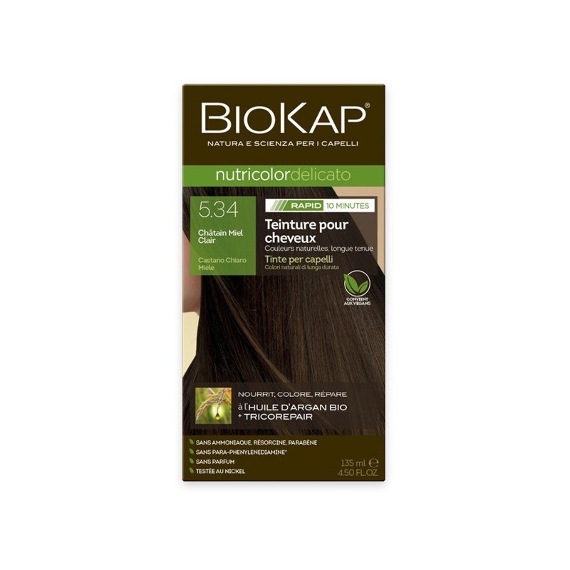 BIOKAP NUTRICOLOR DELICATO RAPID 5.34 CHATAIN MIEL CLAIR