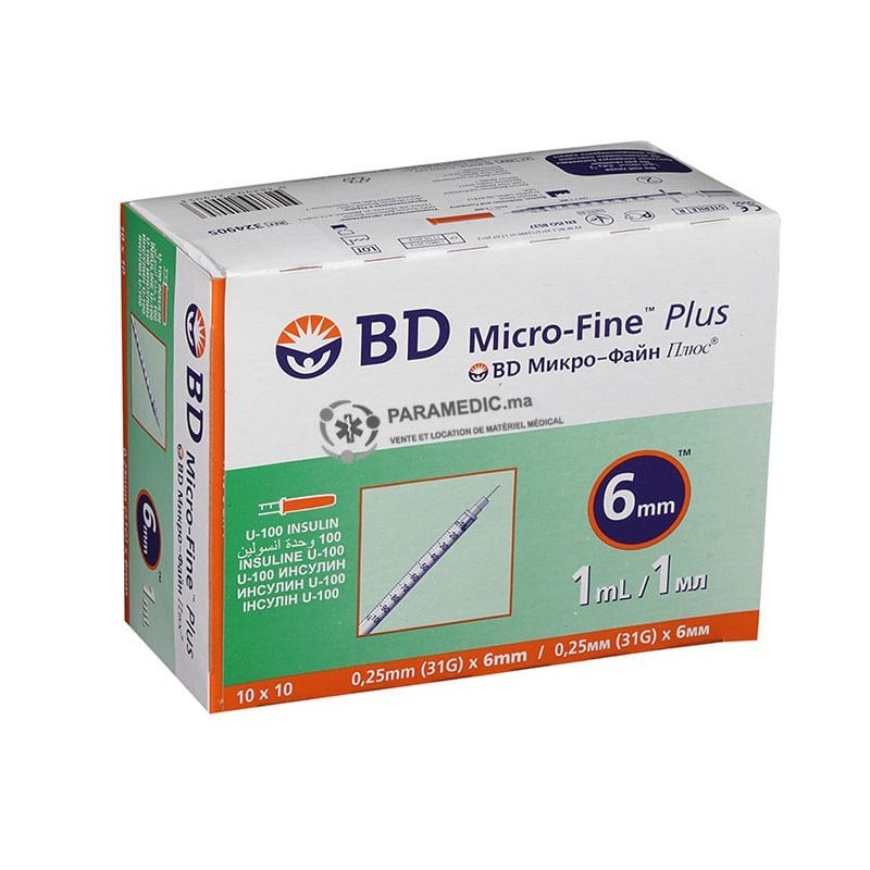 BD SERINGUE À INSULINE 1,0 ML/AIGUILLE 31 G/6 MM BOÎTE DE 10