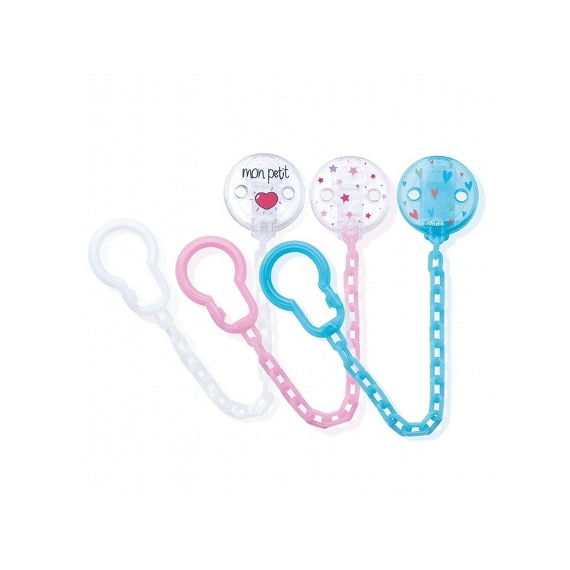 DODIE ATTACHE SUCETTE CHAINETTE BLEU/RS/TRANS