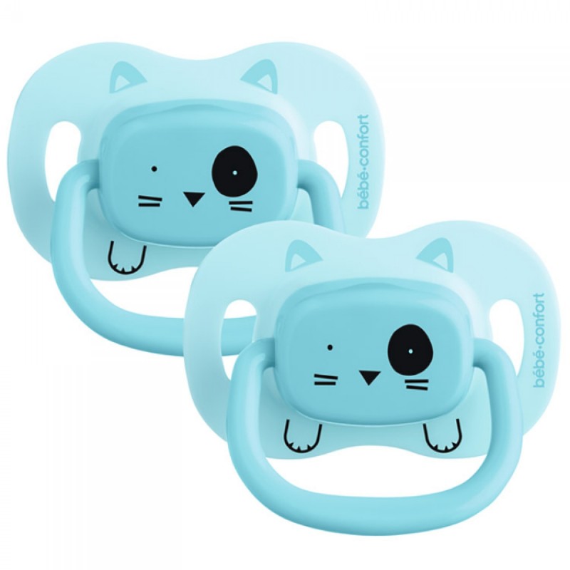 BEBE CONFORT SUCETTES REVERSIBLE ANIMALS BLEU 6-18 SILICONE  REF 3104202020