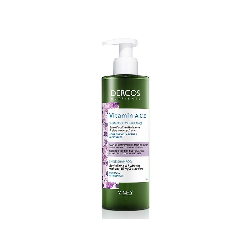 Vichy Dercos Nutrients Shampoing Vitamin A.C.E. Brillance Cheveux Ternes et Fatigués | 250ml
